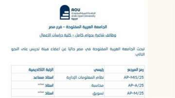 وظيفة جامعة.. الجامعة العربية المفتوحة تعلن وظائف أعضاء هيئة التدريس 2025.. سجل هنا