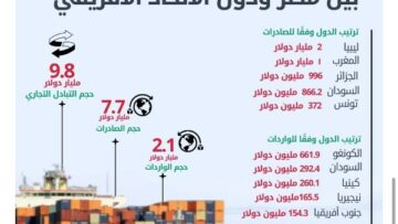 الإحصاء: 4.7% ارتفاعًا في الصادرات المصرية لدول الاتحاد الإفريقى 2024